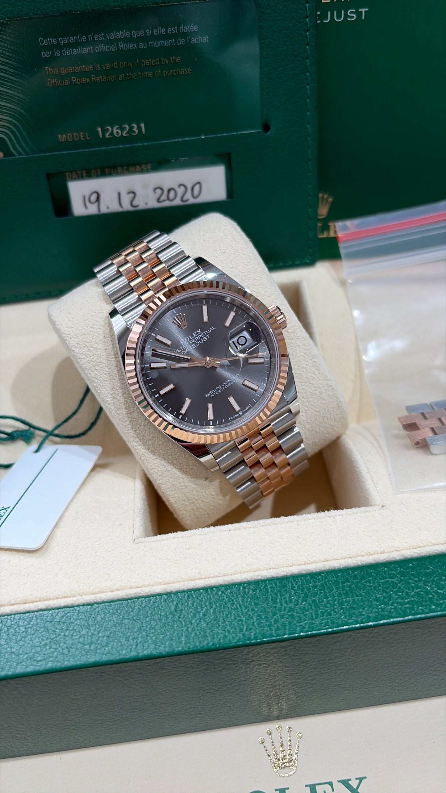 Rolex Datejust 36 – 126231 (2020) Slate Dial – Two-Tone Rose gold – Full Set