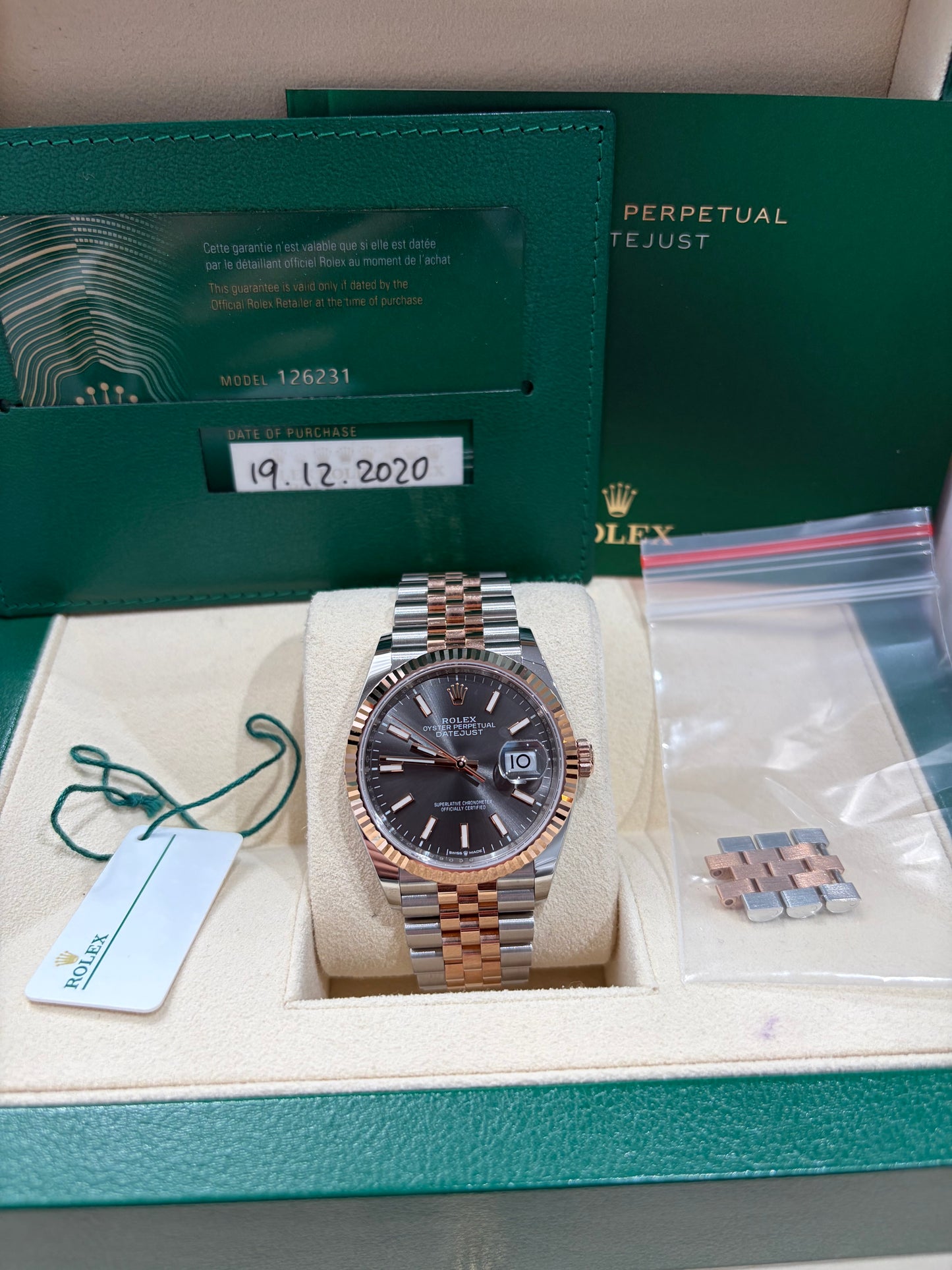 Rolex Datejust 36 – 126231 (2020) Slate Dial – Two-Tone Rose gold  – Full Set