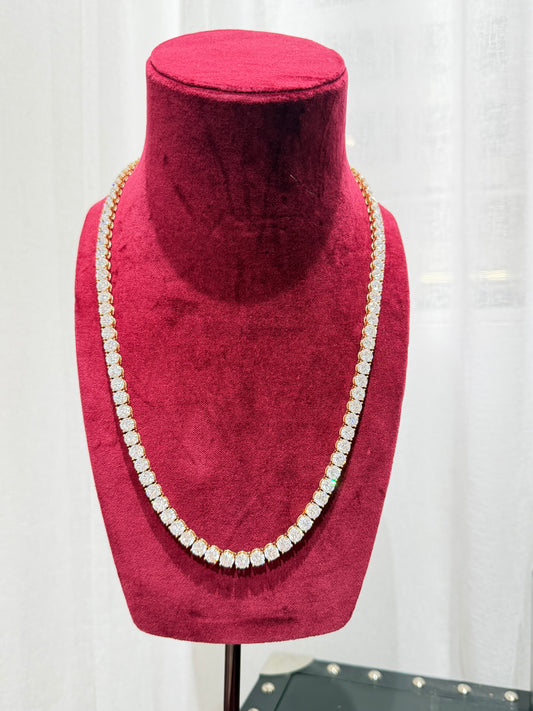 120CT Diamond Tennis Necklace – 1CT Round Pointers | 18K Yellow Gold | 70 CM