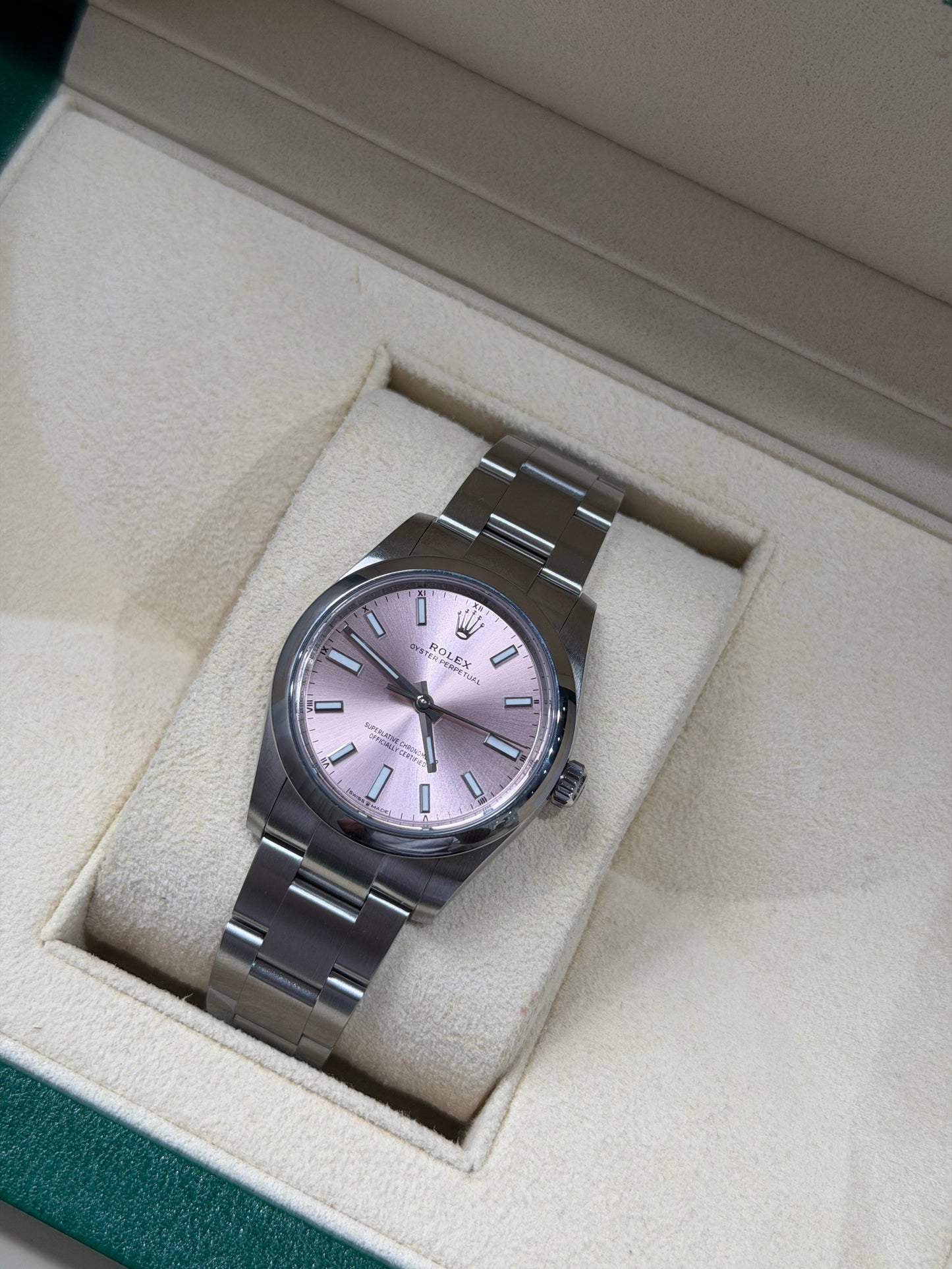 Rolex Oyster Perpetual 34mm – Pink Dial (2024) - full set box and papers