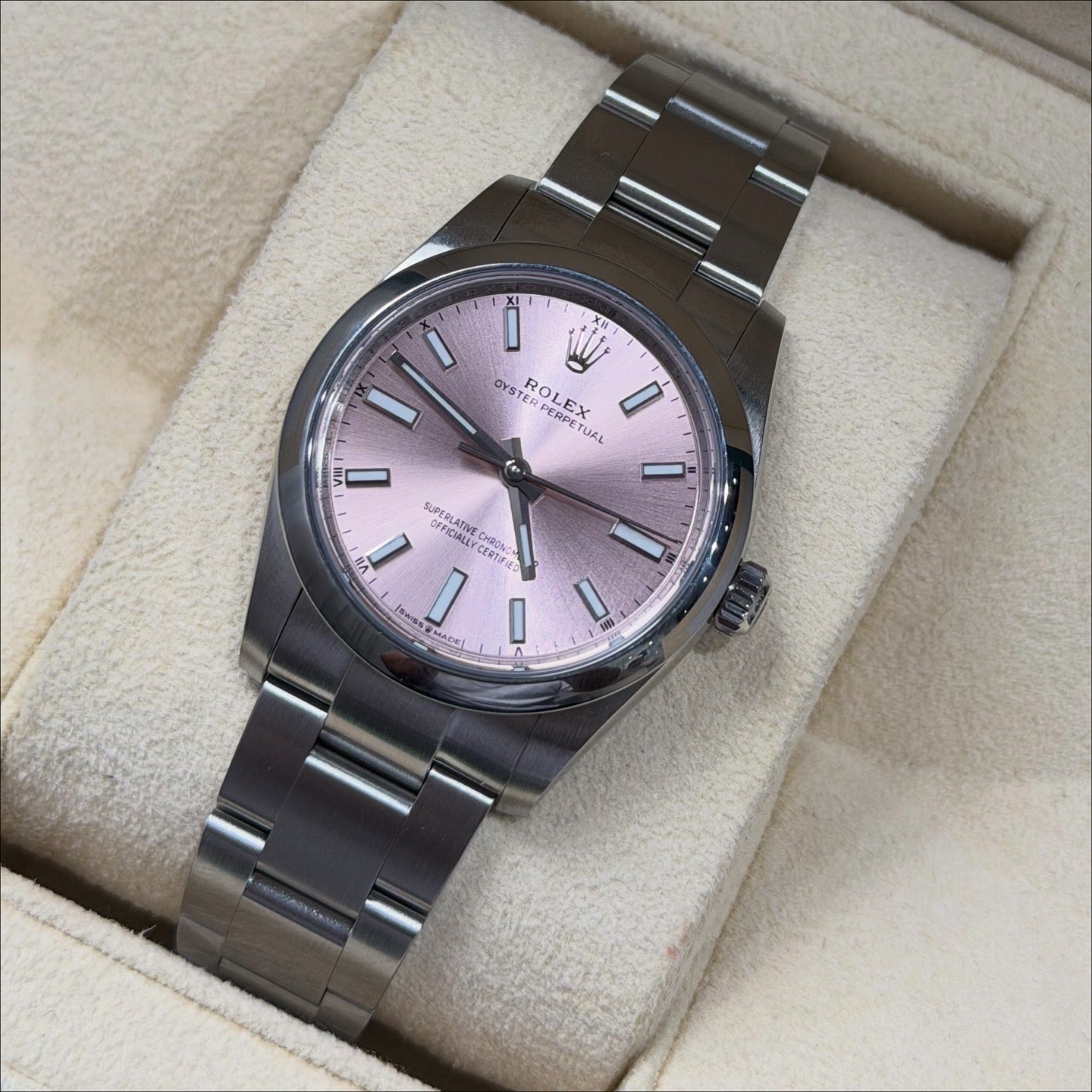 Rolex Oyster Perpetual 34mm – Pink Dial (2024) - full set box and papers