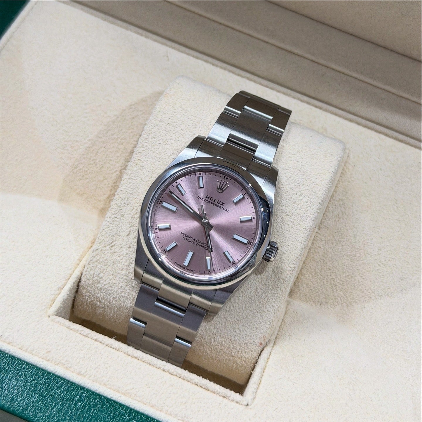 Rolex Oyster Perpetual 34mm – Pink Dial (2024) - full set box and papers